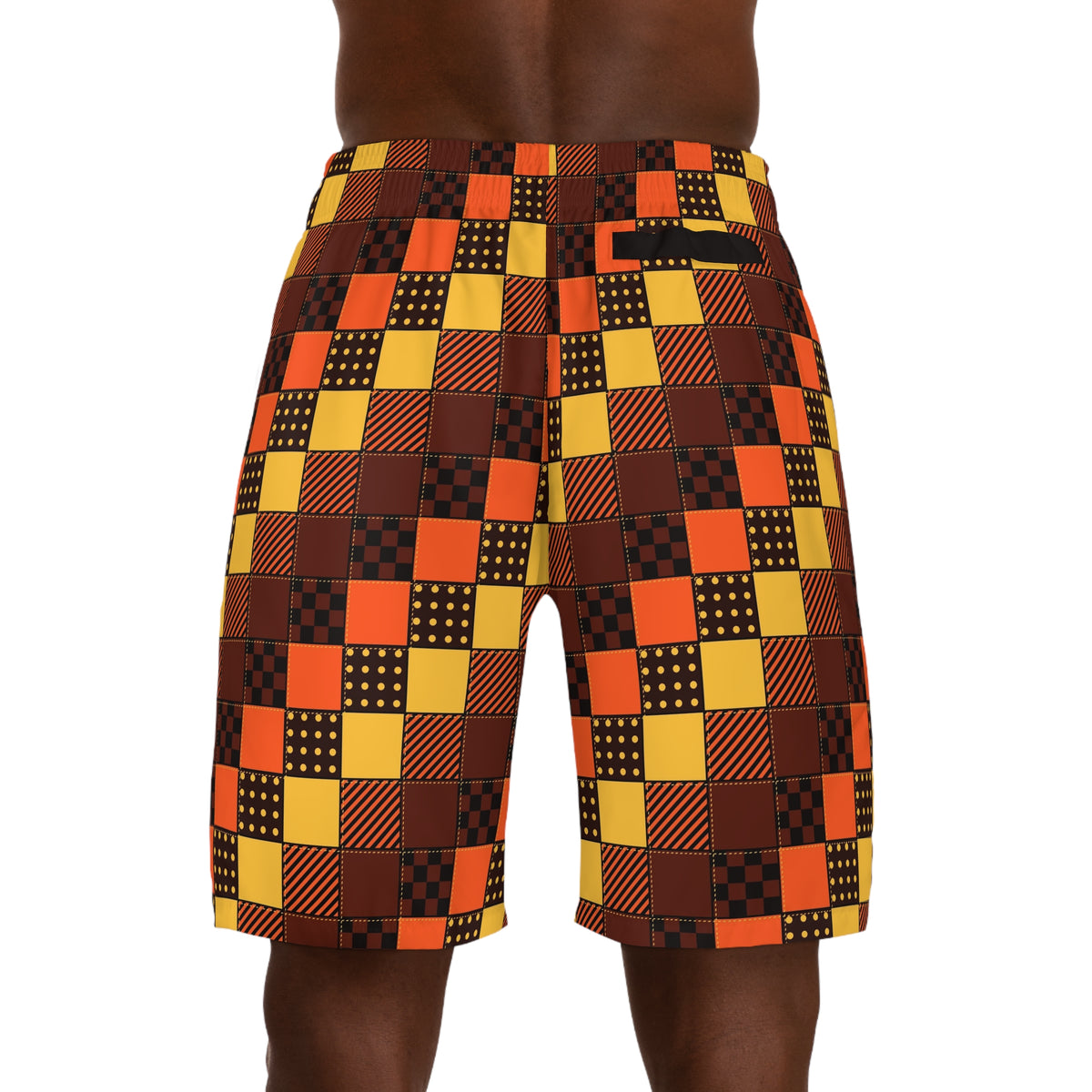 Men's Bonfire Patchwork Performance Jogger Athletic Shorts with Pockets