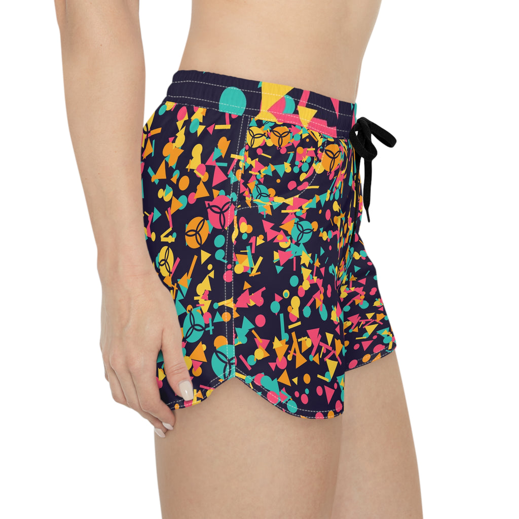Volleyball Electric Mango Confetti Pop Women's Athletic Shorts with Pockets