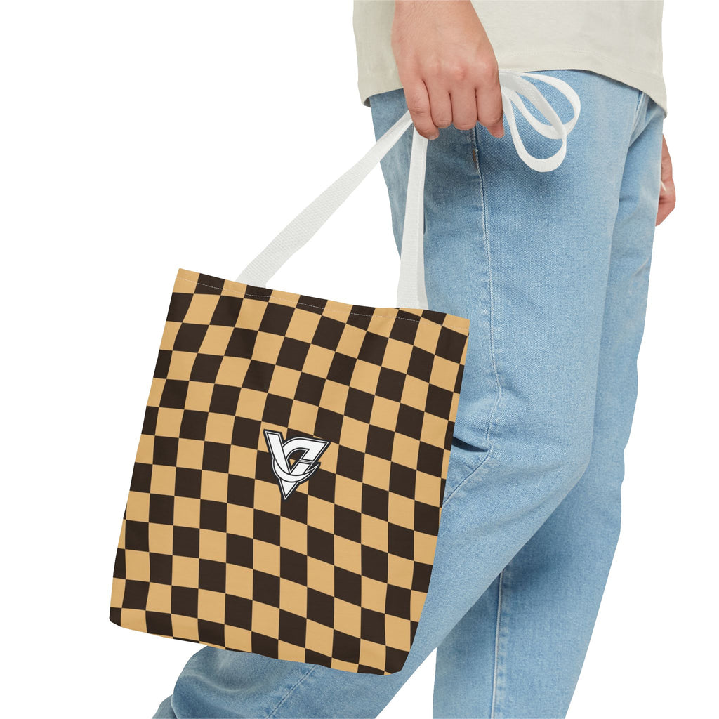 Desert Warp Check Tote Bag — All-Over Print Gym & Everyday Tote