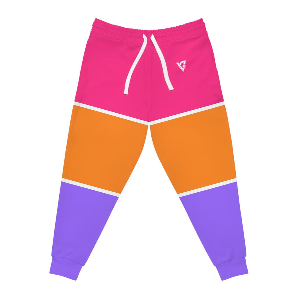 Women's Color Block Pop Joggers – Colorful All-Over Print Athletic Jogger Pants
