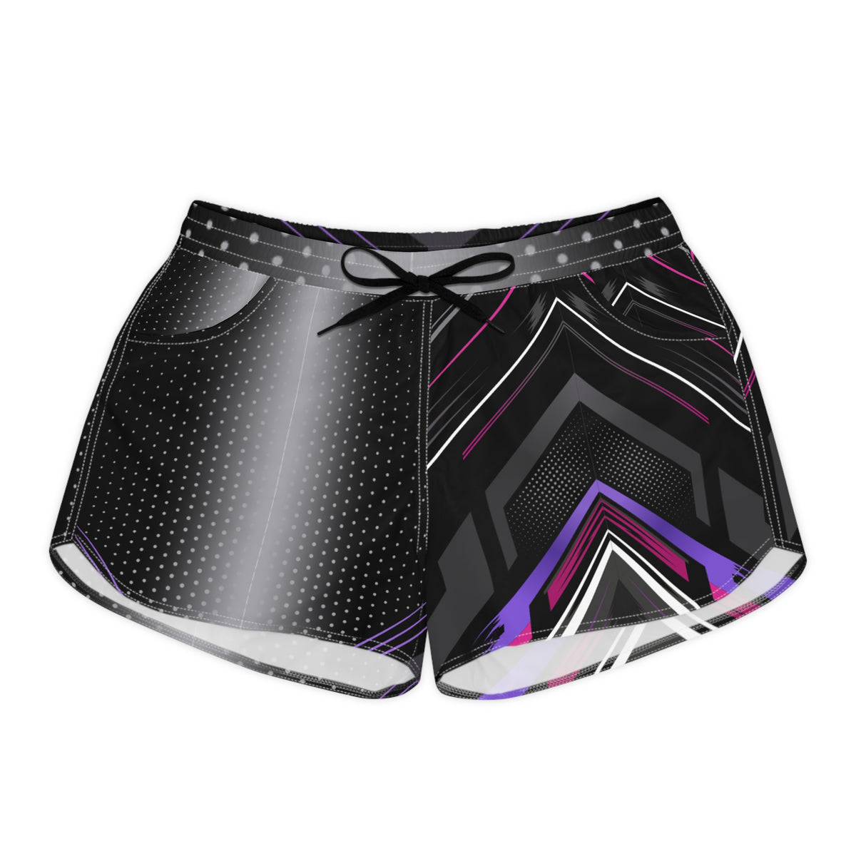 Women's Multipurpose Athletic Shorts with Pockets – Shadow Prism Black, Purple & Pink