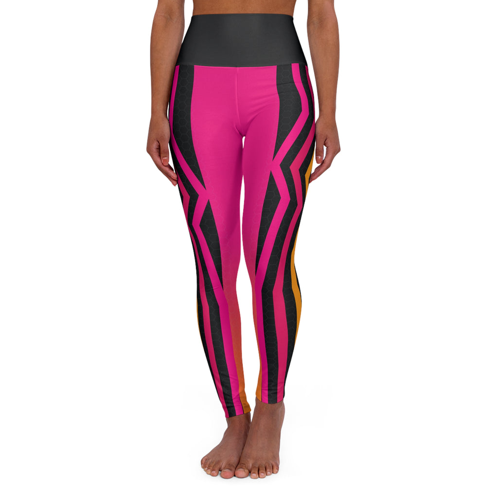 Neon Magenta Inferno High-Waisted Yoga Leggings