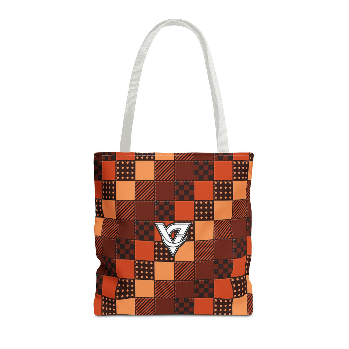 Rust Patchwork Tote Bag — All-Over Print Gym & Everyday Tote
