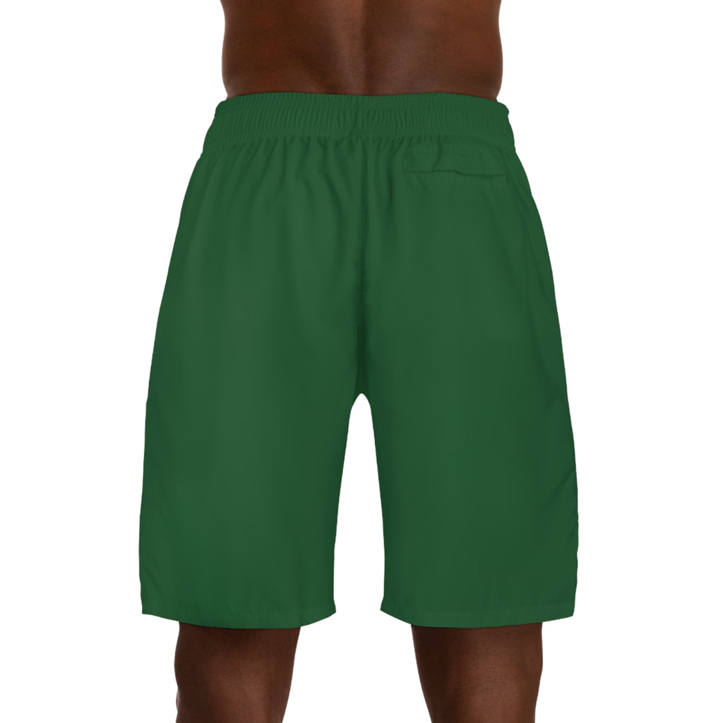 Vantacore Solid Forest Green Men's Athletic Shorts with Pockets