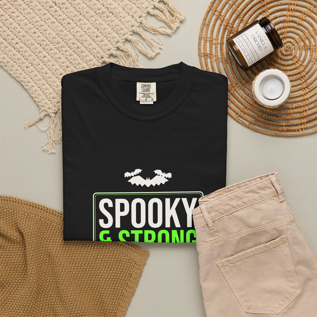 Spooky & Strong | Women's Halloween Garment-Dyed Graphic Tee