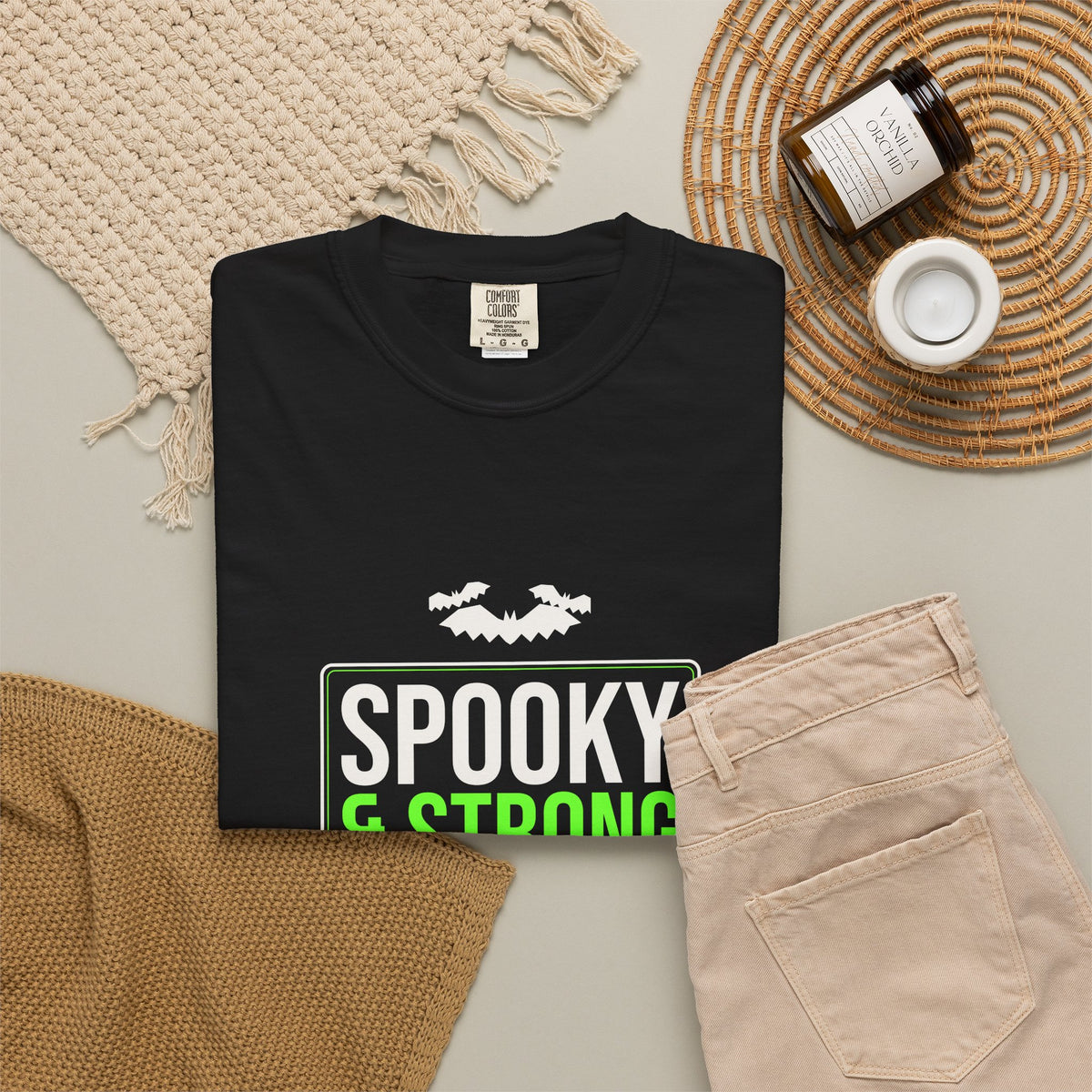 Spooky & Strong | Women's Halloween Garment-Dyed Graphic Tee