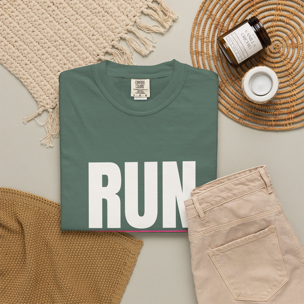 Run The Day | Women's Garment-Dyed Graphic Tee