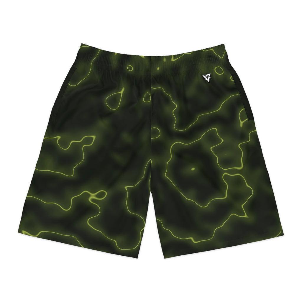 Men's Moss Flame Marble Performance Jogger Athletic Shorts with Pockets