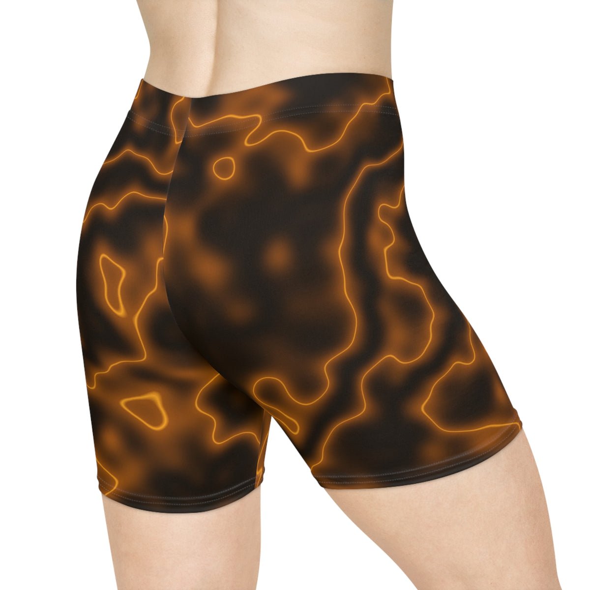 Amber Marble Women's Biker Shorts — High-Waist Workout Shorts