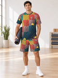 Yoga Coral Reef Halftone Pulse Men's Athletic Shorts with Pockets - front view