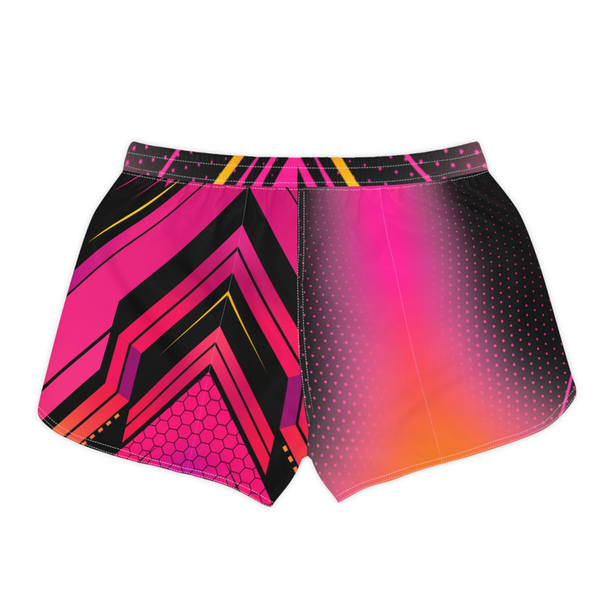 Women's Multipurpose Athletic Shorts with Pockets | Neon Pink Geometric