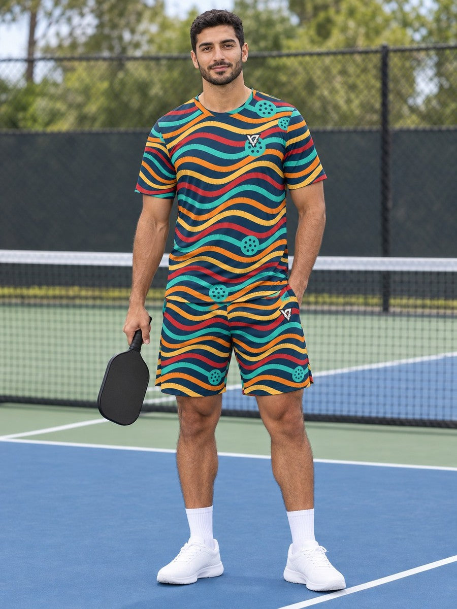 Pickleball Tropic Heat Wave Rider Men's Sports Jersey - front view