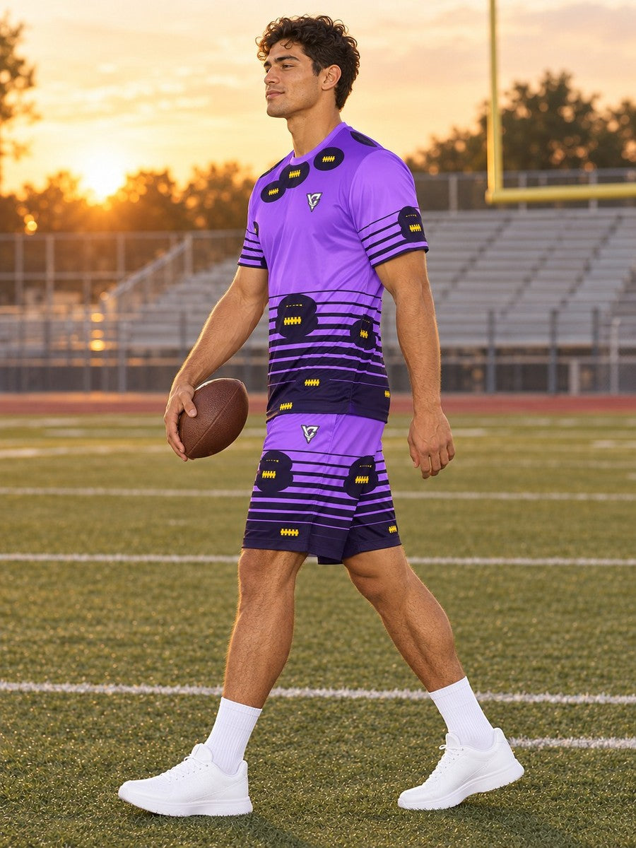 Football Ultra Grape Horizon Fade Men's Athletic Shorts with Pockets - side view
