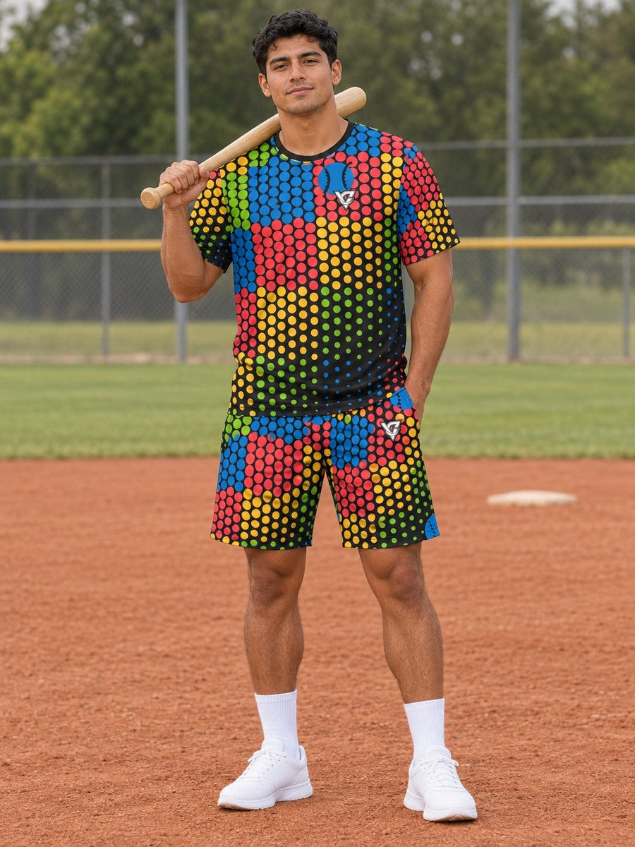 Baseball & Softball Rainbow Rally Halftone Pulse Men's Sports Jersey - front view
