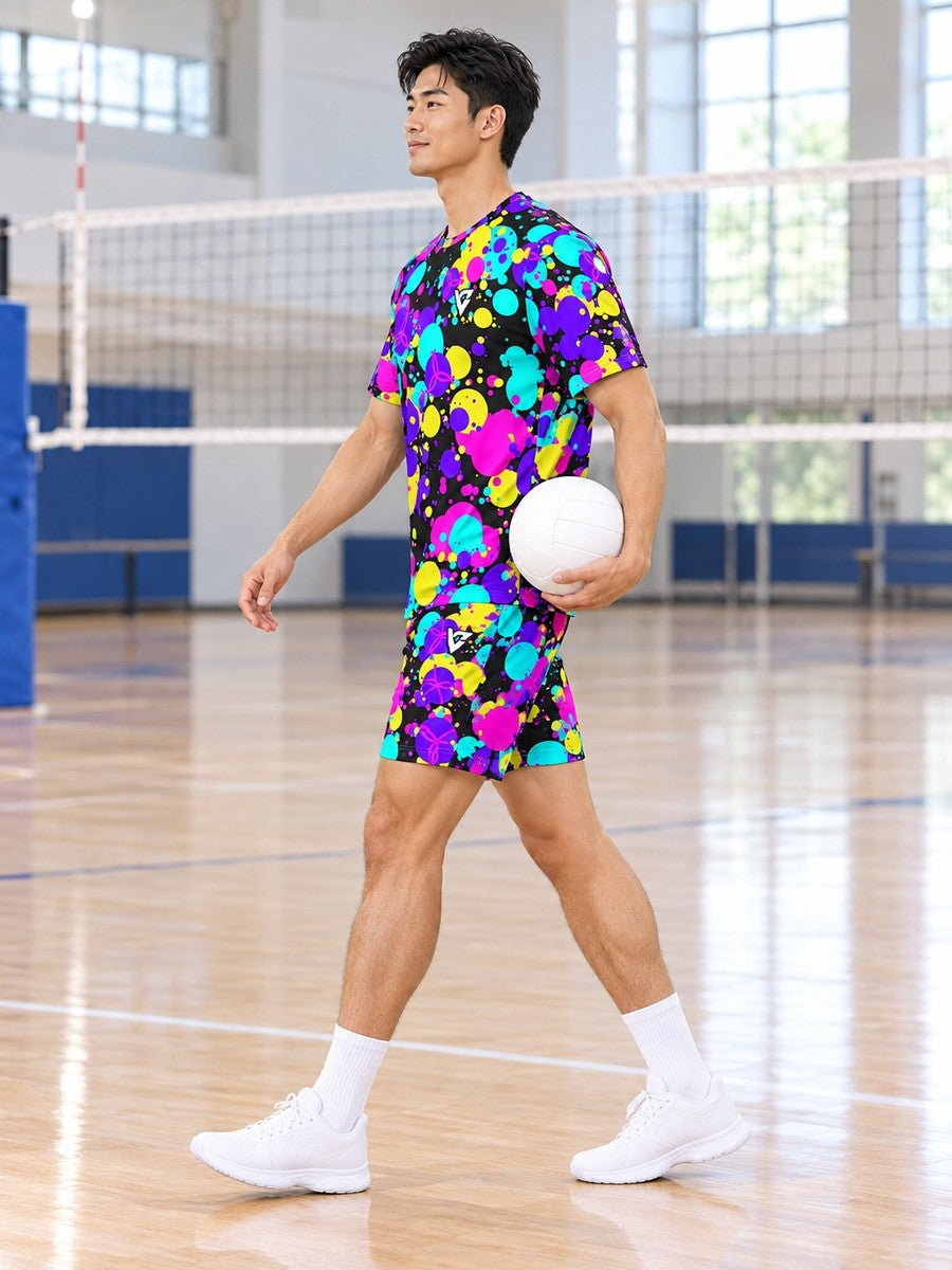 Volleyball Midnight Neon Splash Zone Men's Sports Jersey - side view
