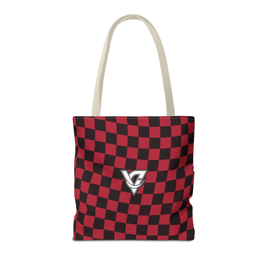 Spiced Wine Warp Check Tote Bag — All-Over Print Gym & Everyday Tote