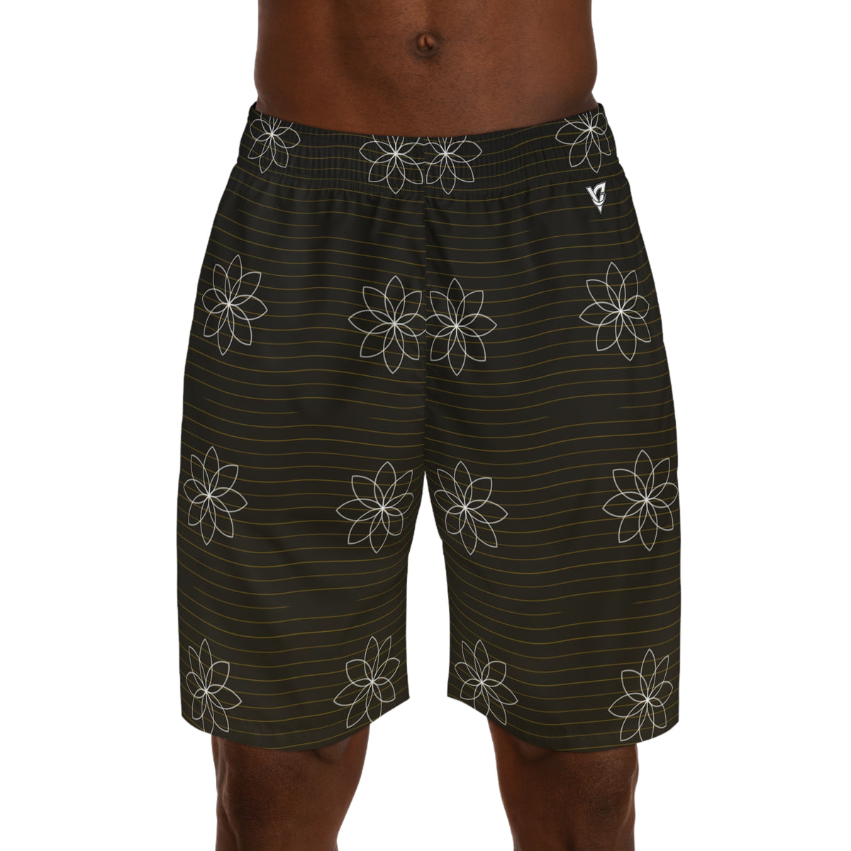Yoga Gold Rush Flow Lotus Men's Athletic Shorts with Pockets