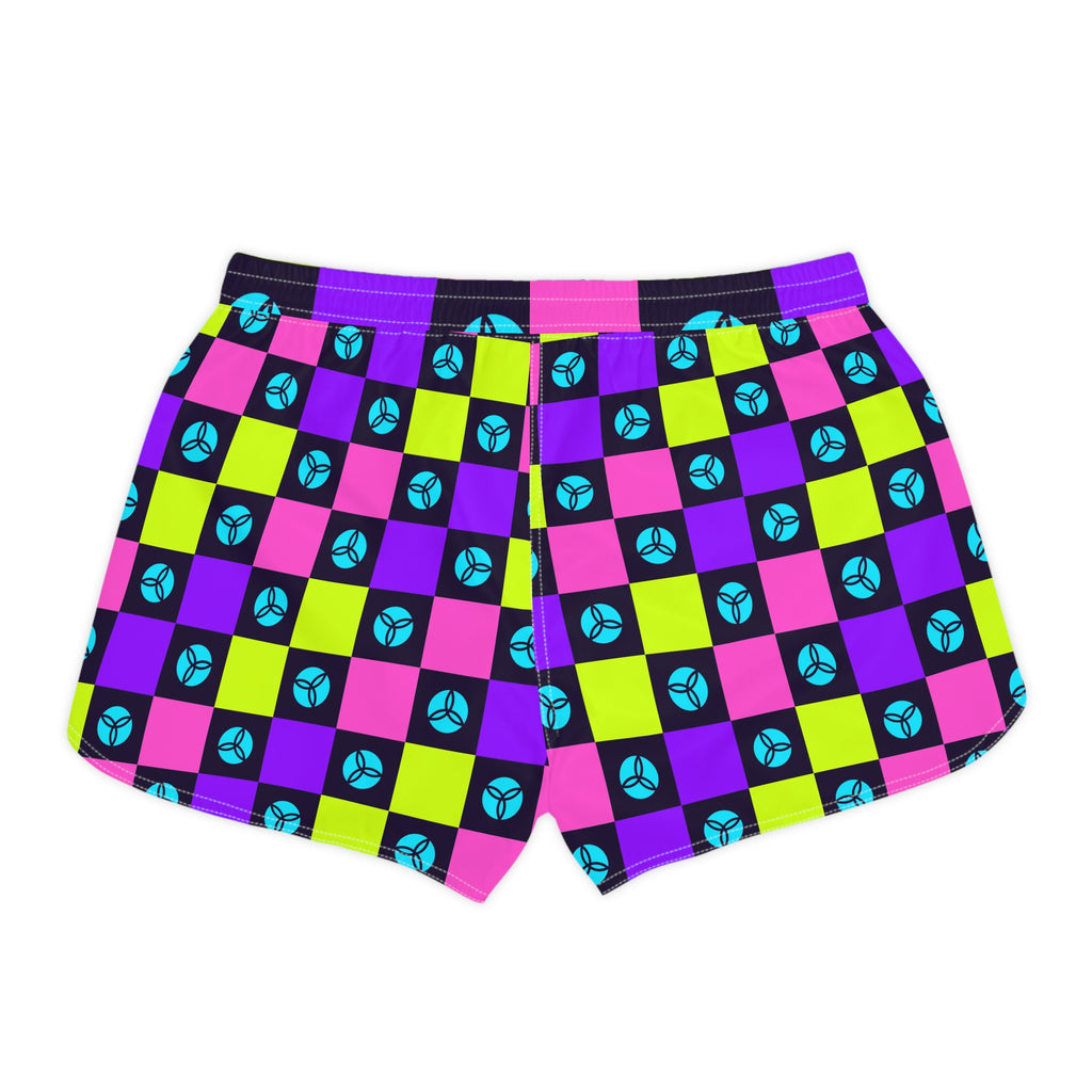 Volleyball Violet Volt Checker Drive Women's Athletic Shorts with Pockets