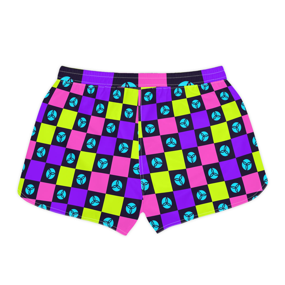 Volleyball Violet Volt Checker Drive Women's Athletic Shorts with Pockets