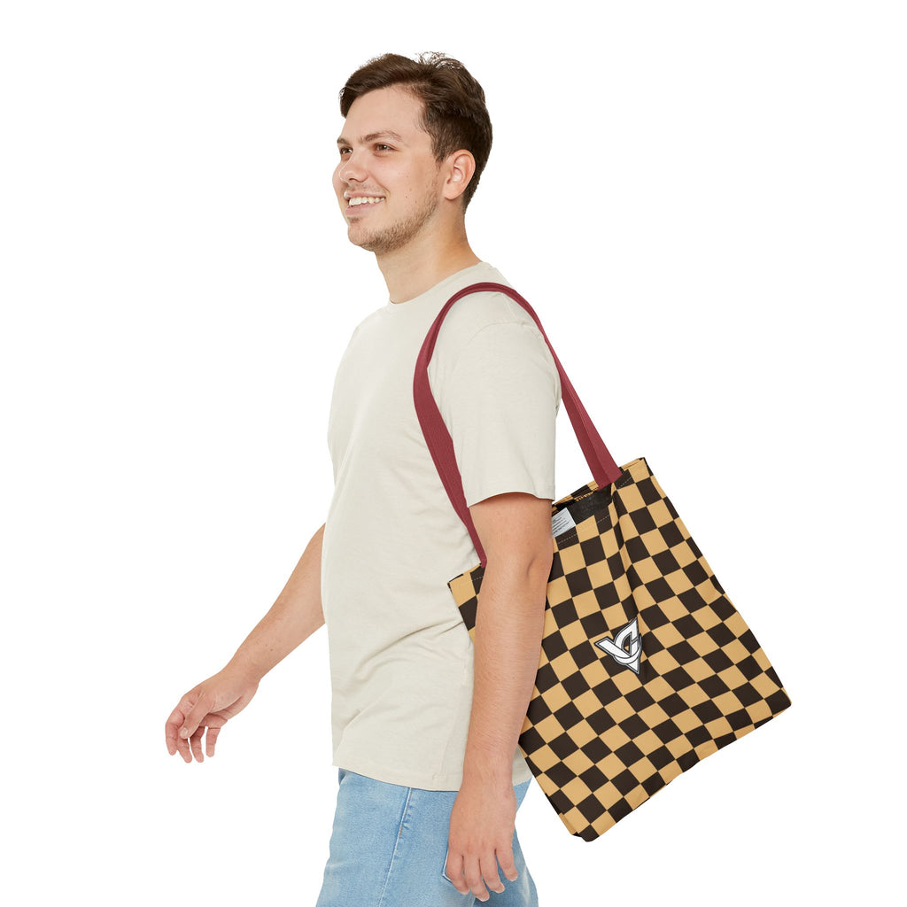 Desert Warp Check Tote Bag — All-Over Print Gym & Everyday Tote