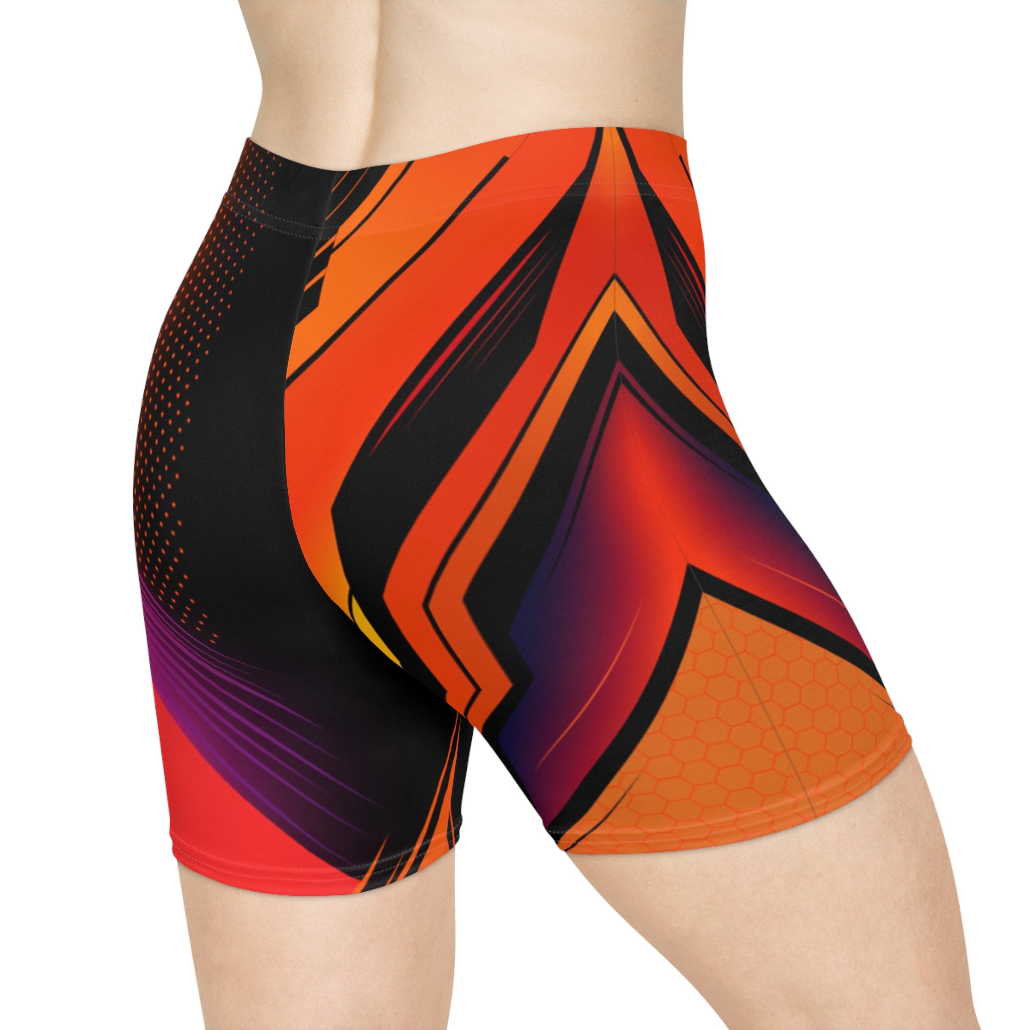 Abstract Neon Geo Biker Shorts | Bold Athletic Cycling Shorts
