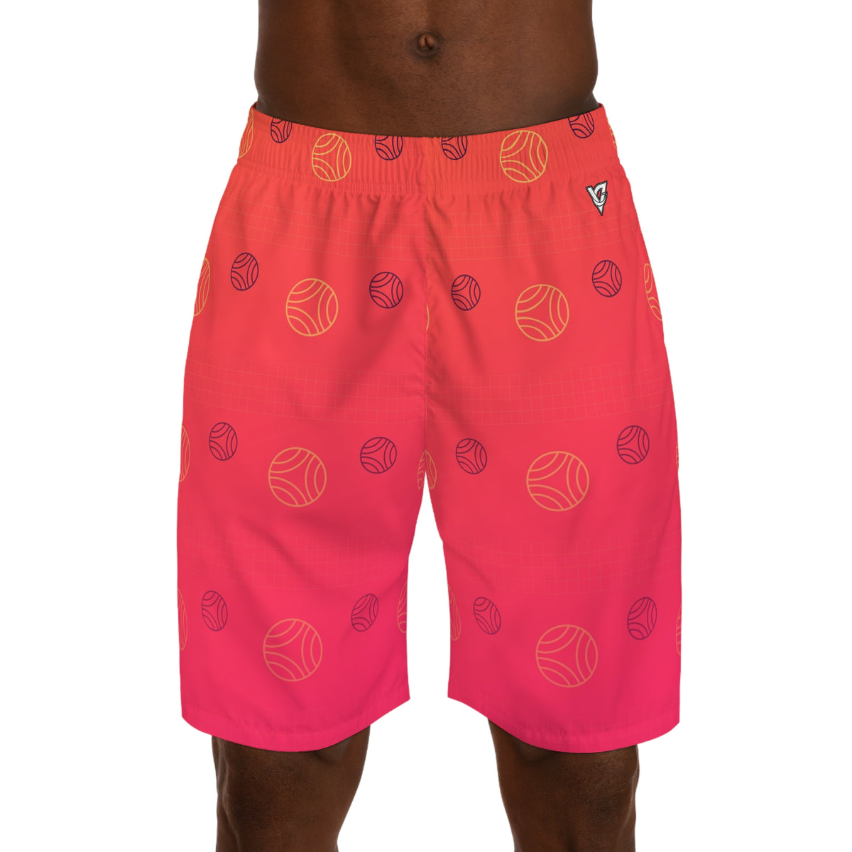 Volleyball Sunset Fade Spike Panel Men's Athletic Shorts with Pockets