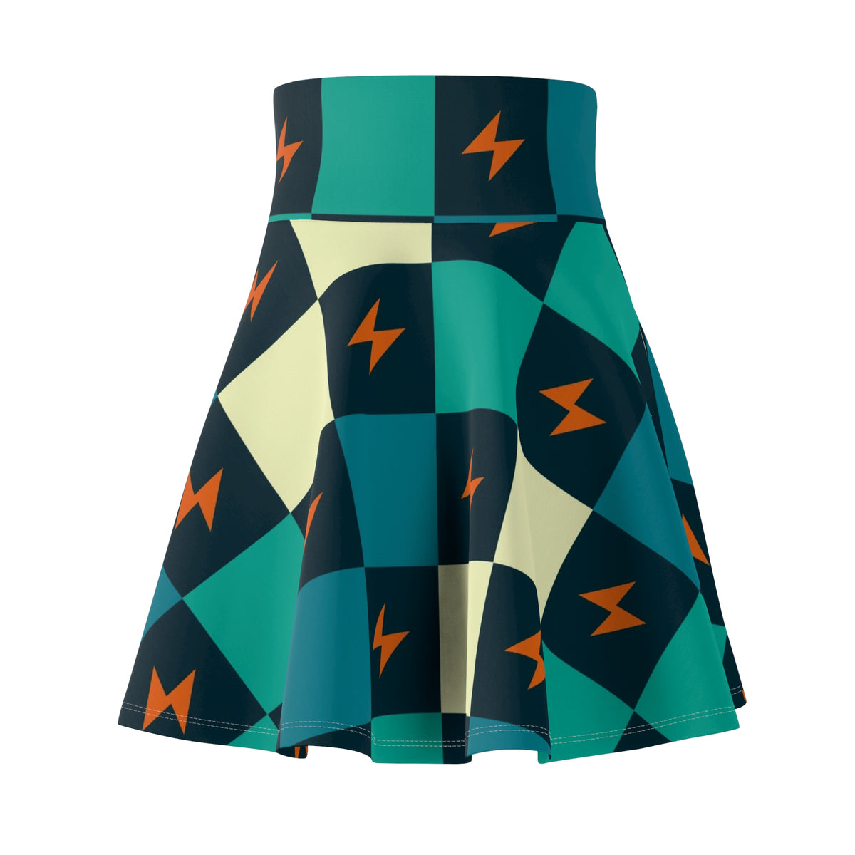 Running Peacock Checker Drive Women's Athletic Skater Skirt