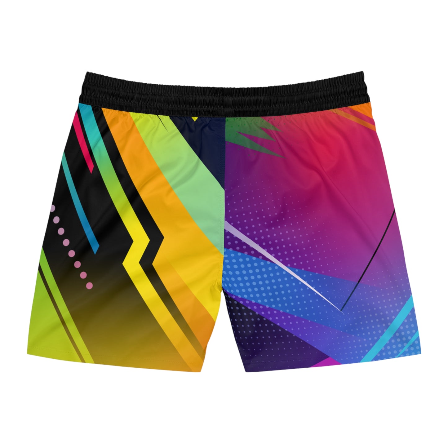 Men's Neon Geo Jogger Shorts Vibrant Abstract All-Over Print - No Pockets