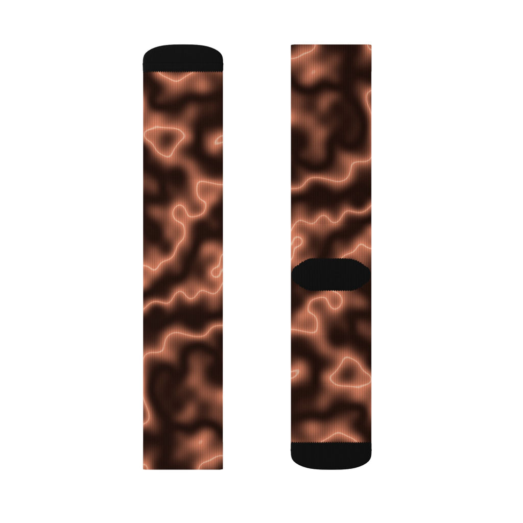 Peach Marble Athletic Crew Socks