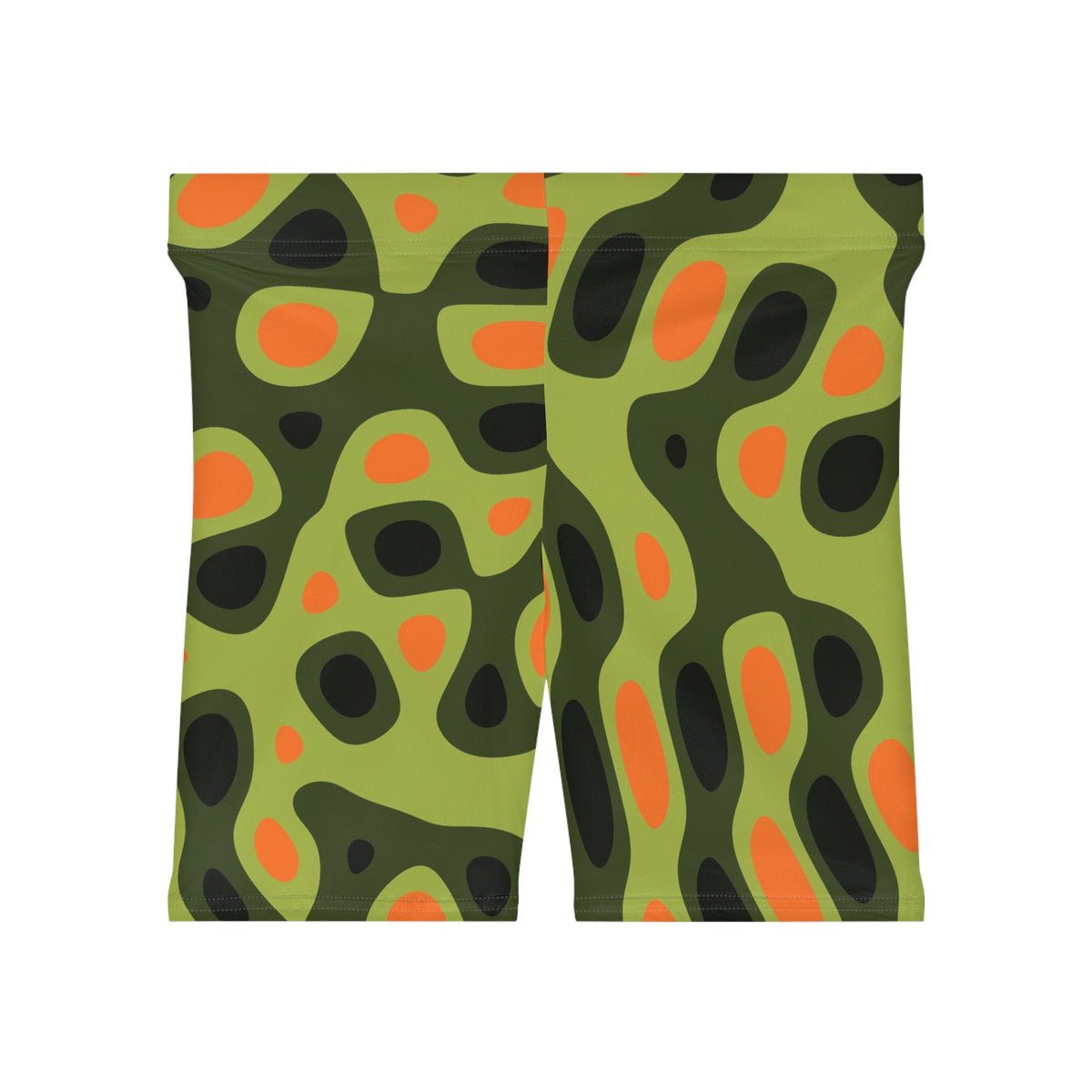Moss Flame Ripple Women's Biker Shorts — High-Waist Workout Shorts