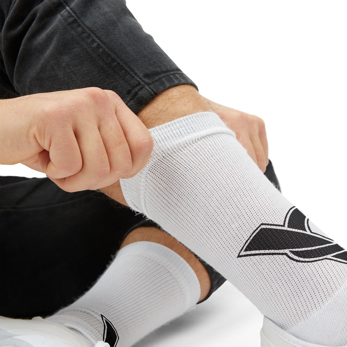 Custom Sublimation Crew Socks with Black Logo – Athletic Graphic Socks