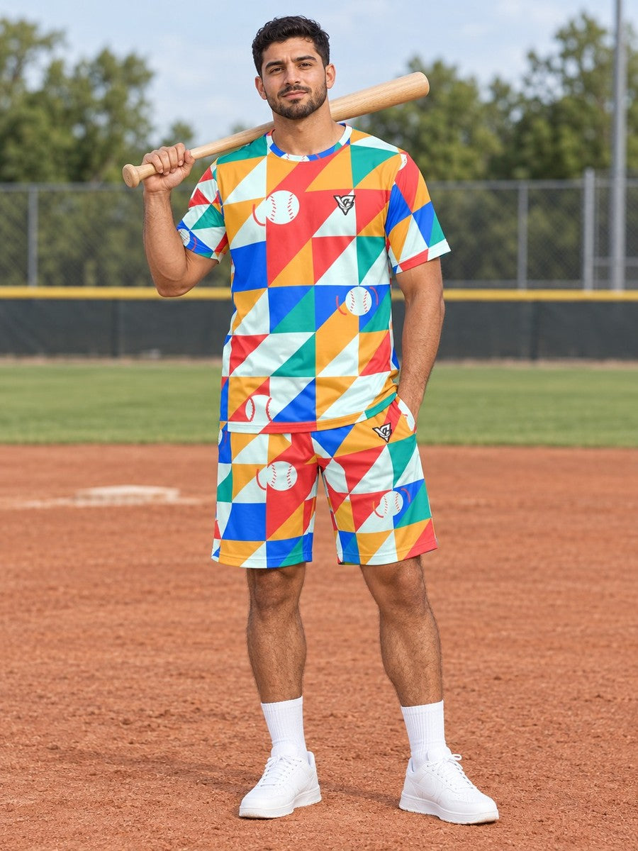 Baseball & Softball Sea Glass Prism Block Men's Sports Jersey - front view