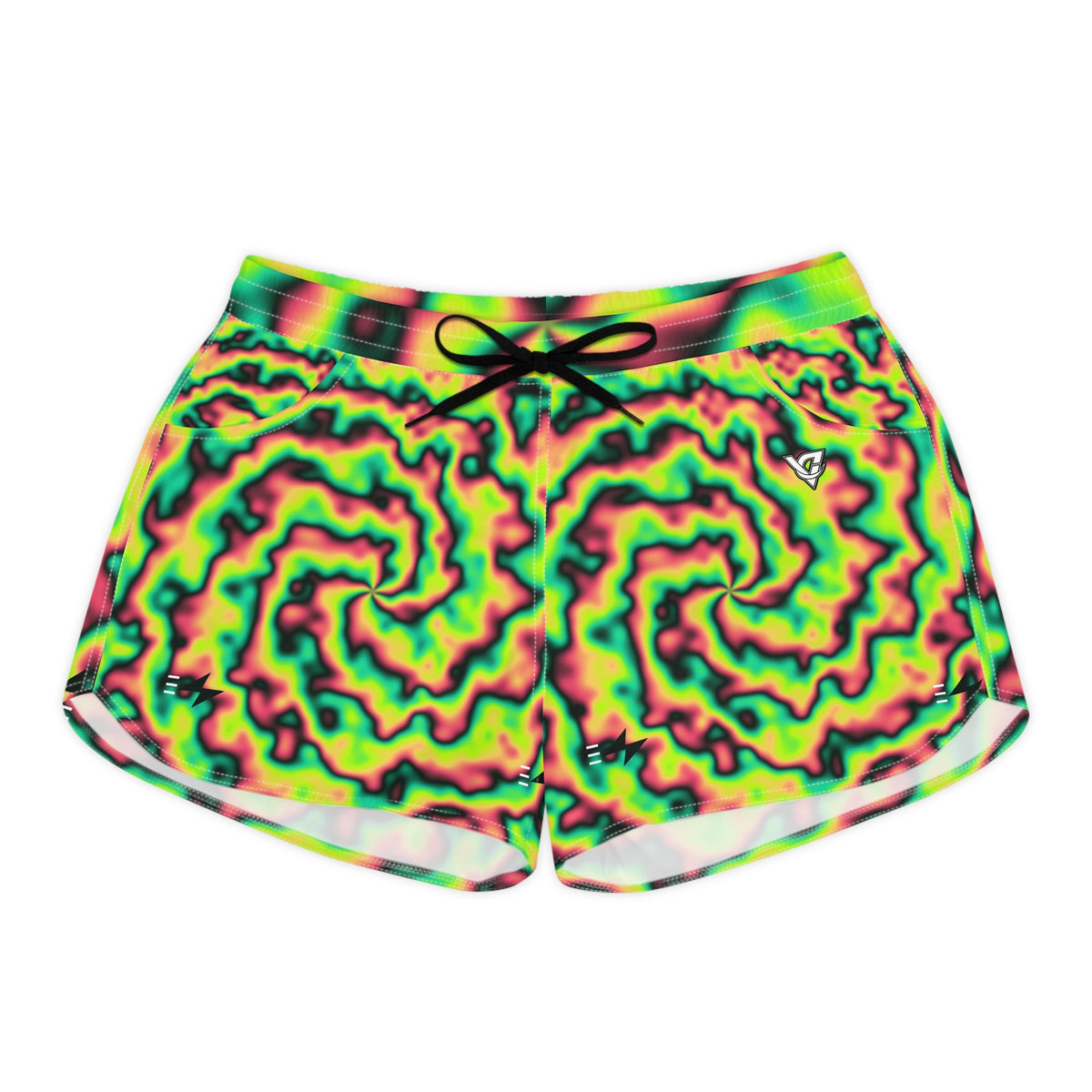 Running Emerald Zest Tie-Dye Spin Women's Athletic Shorts with Pockets