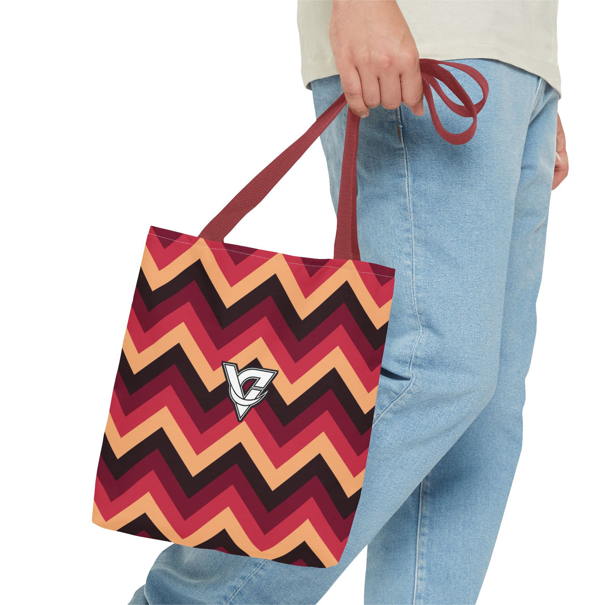 Cranberry Chevron Tote Bag — All-Over Print Gym & Everyday Tote