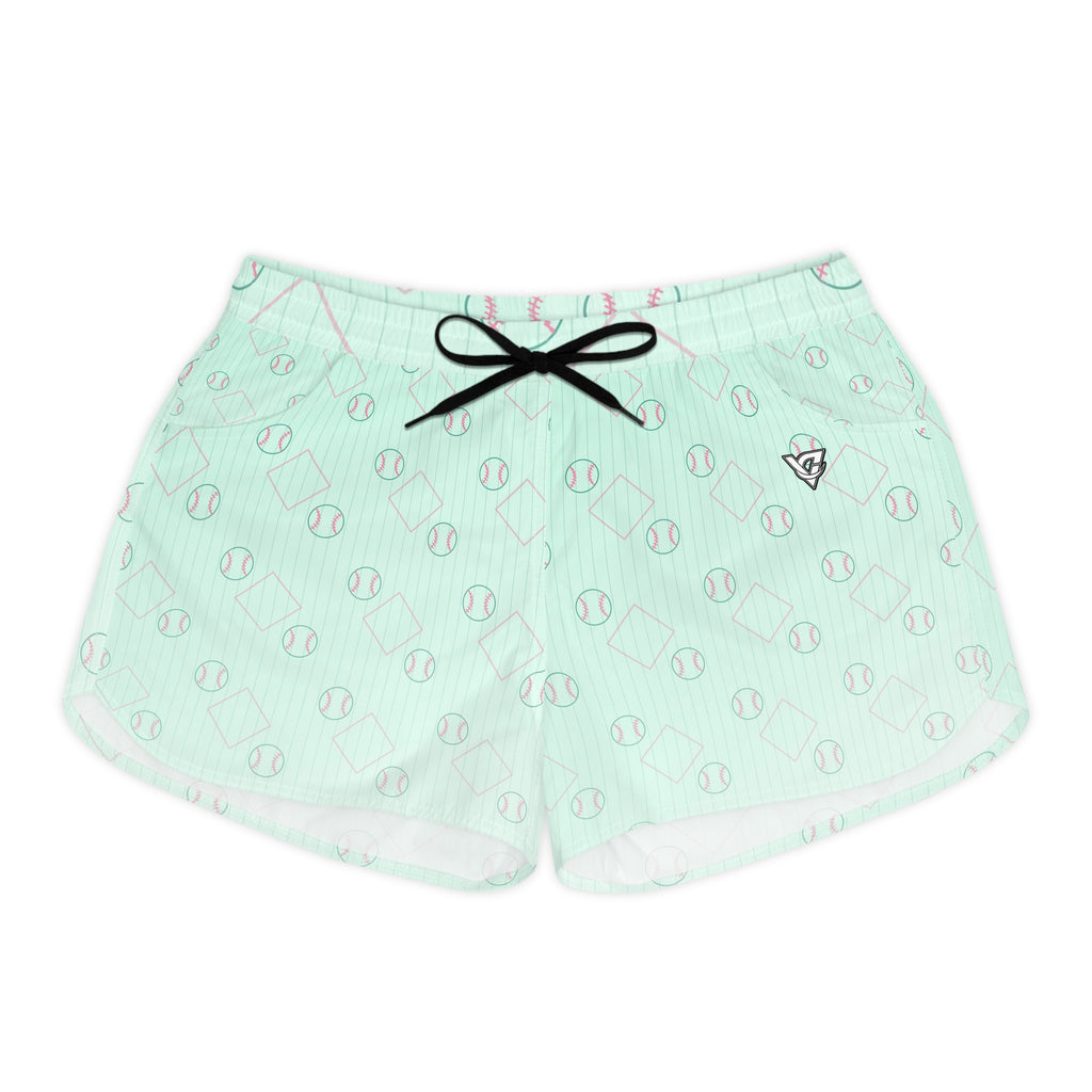 Baseball & Softball Mint Glow Diamond Stitch Women's Athletic Shorts with Pockets