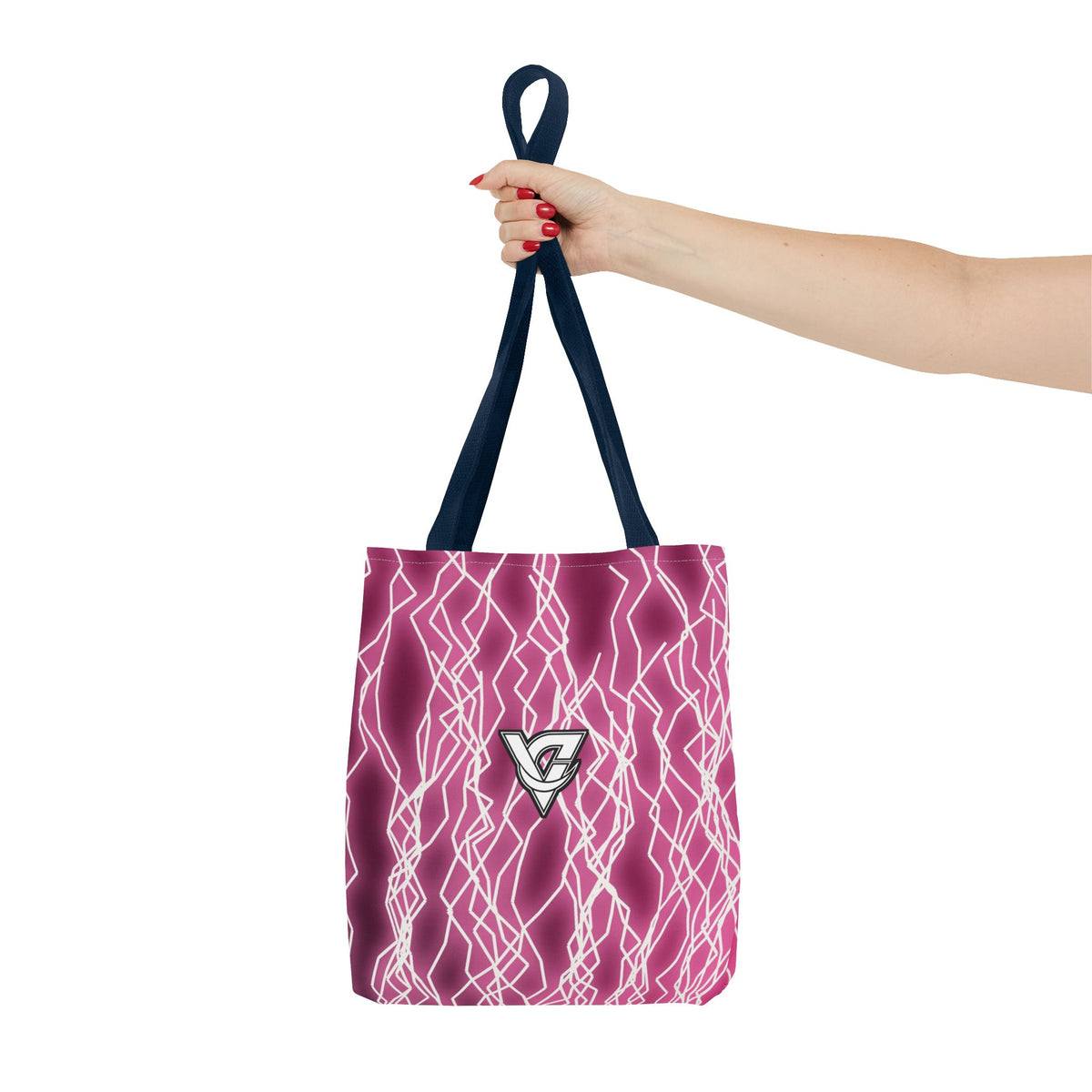 Hot Pink Lightning Tote Bag — All-Over Print Gym & Everyday Tote