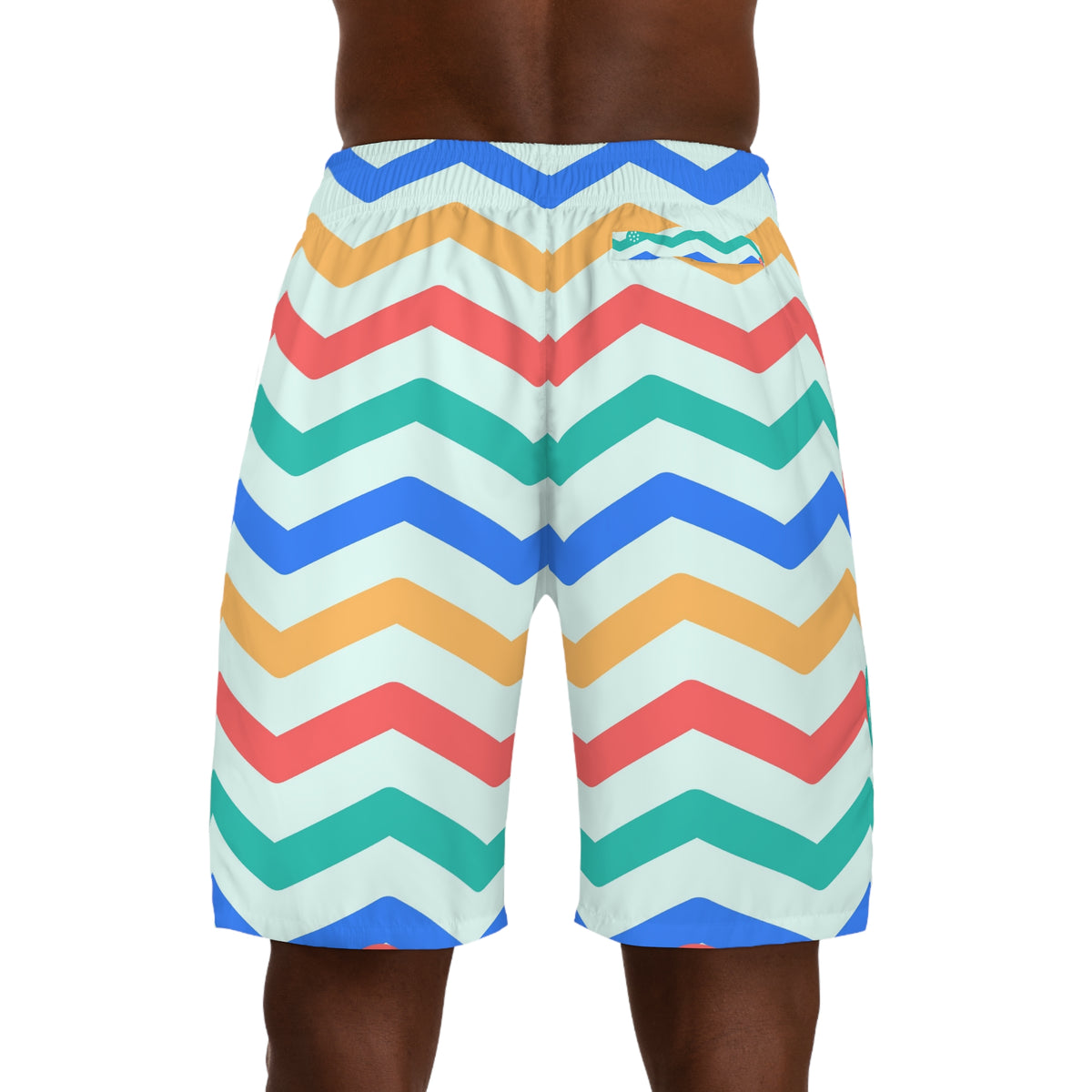 Pickleball Sea Glass Chevron Rush Men's Athletic Shorts with Pockets