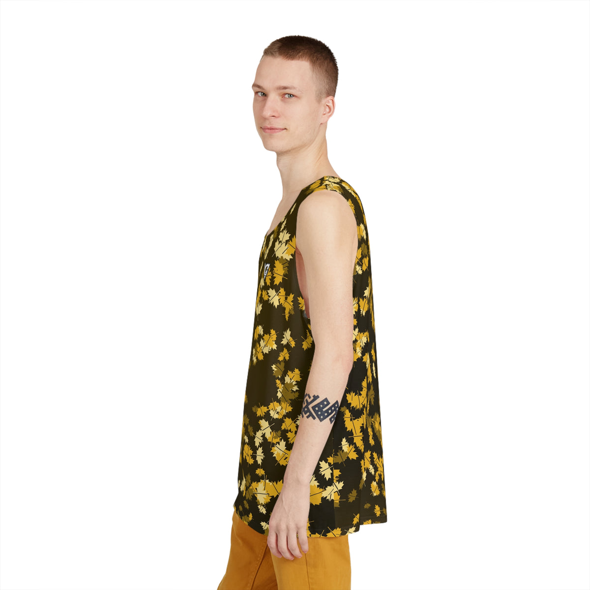Mustard Falling Leaves Men's Athletic Tank