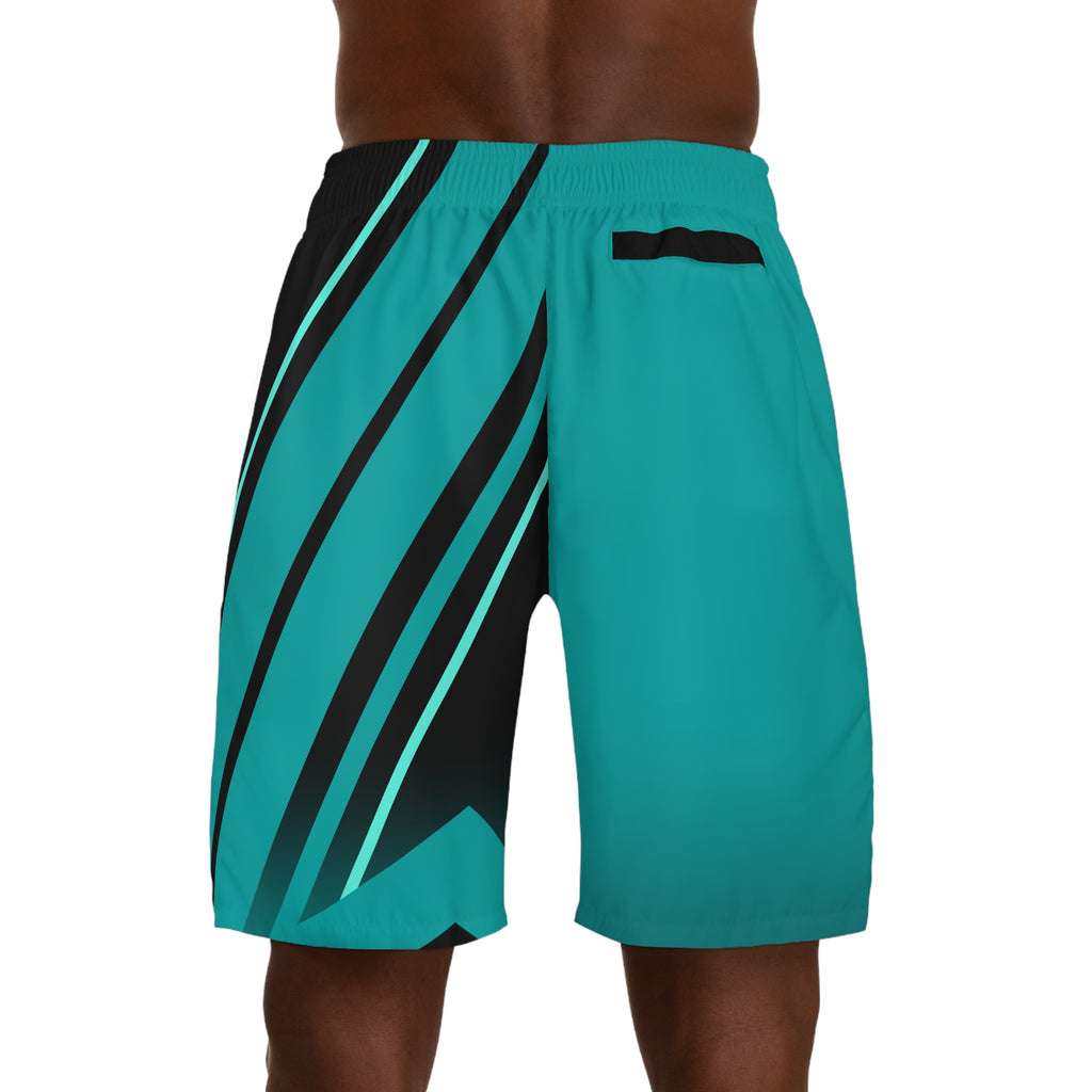 Men's Teal & Black Running Jogger Shorts with Pockets — Athletic Performance