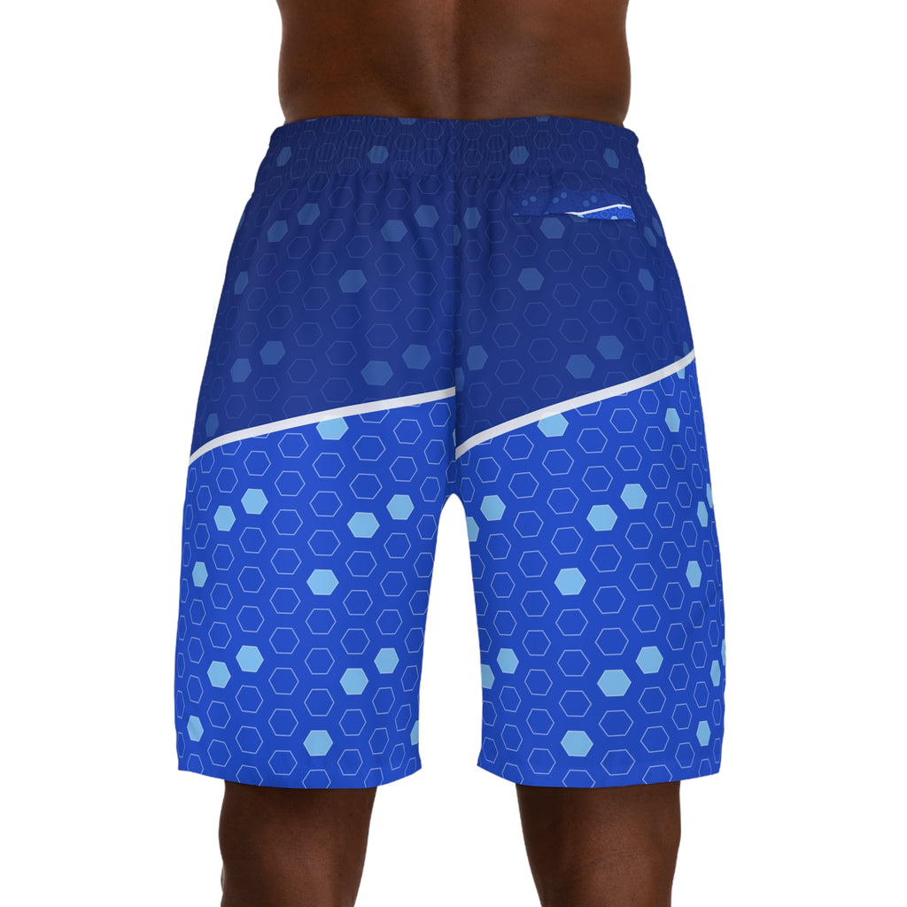 Soccer Royal Ice Hex Pitch Men's Athletic Shorts with Pockets