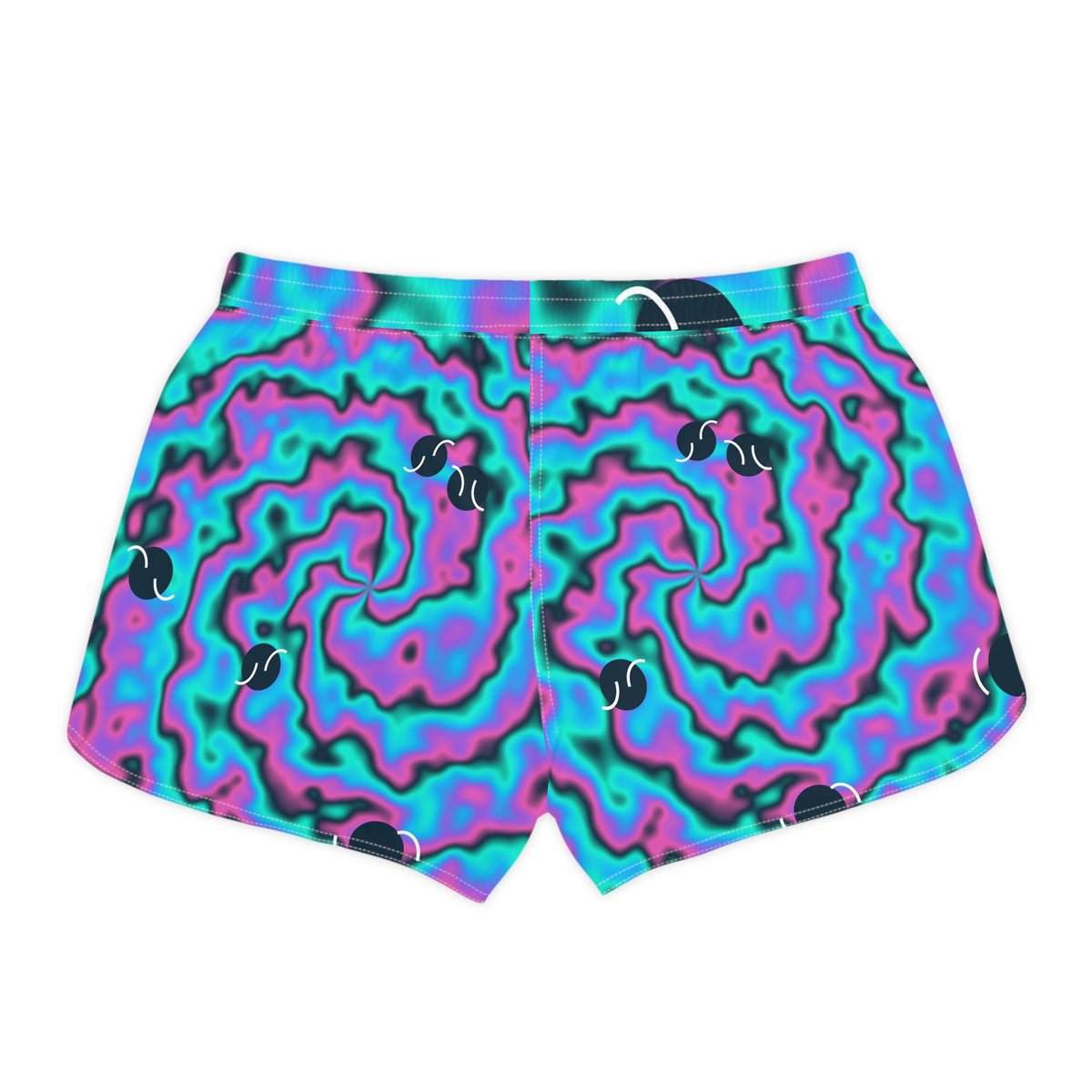 Tennis Neon Lagoon Tie-Dye Spin Women's Athletic Shorts with Pockets