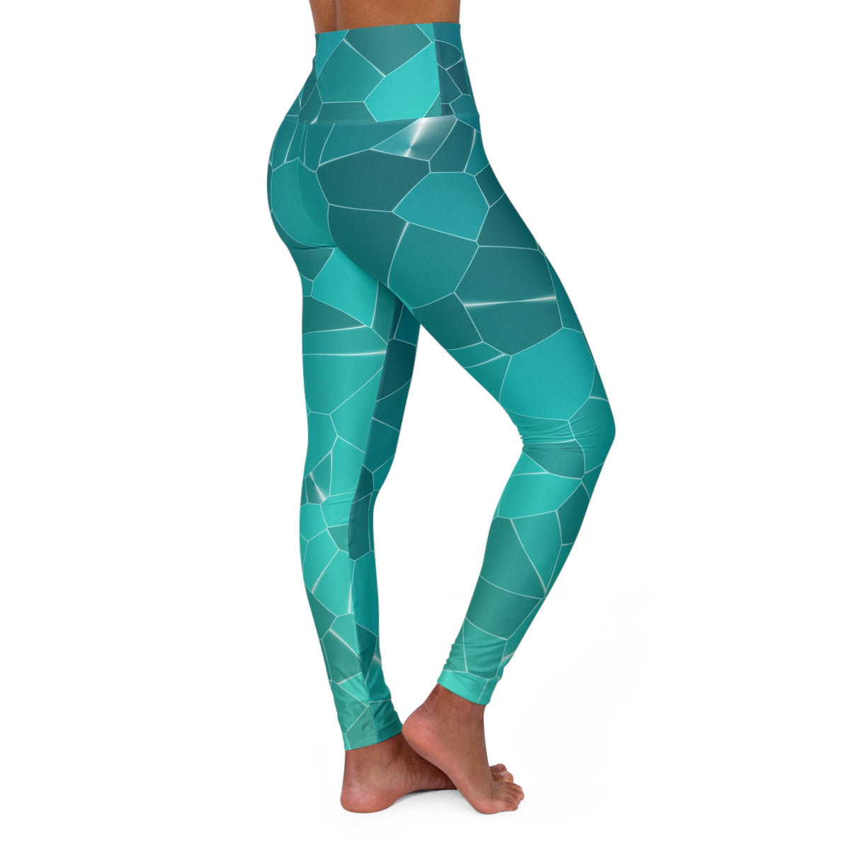 Turquoise Shatter High-Waisted Yoga Leggings