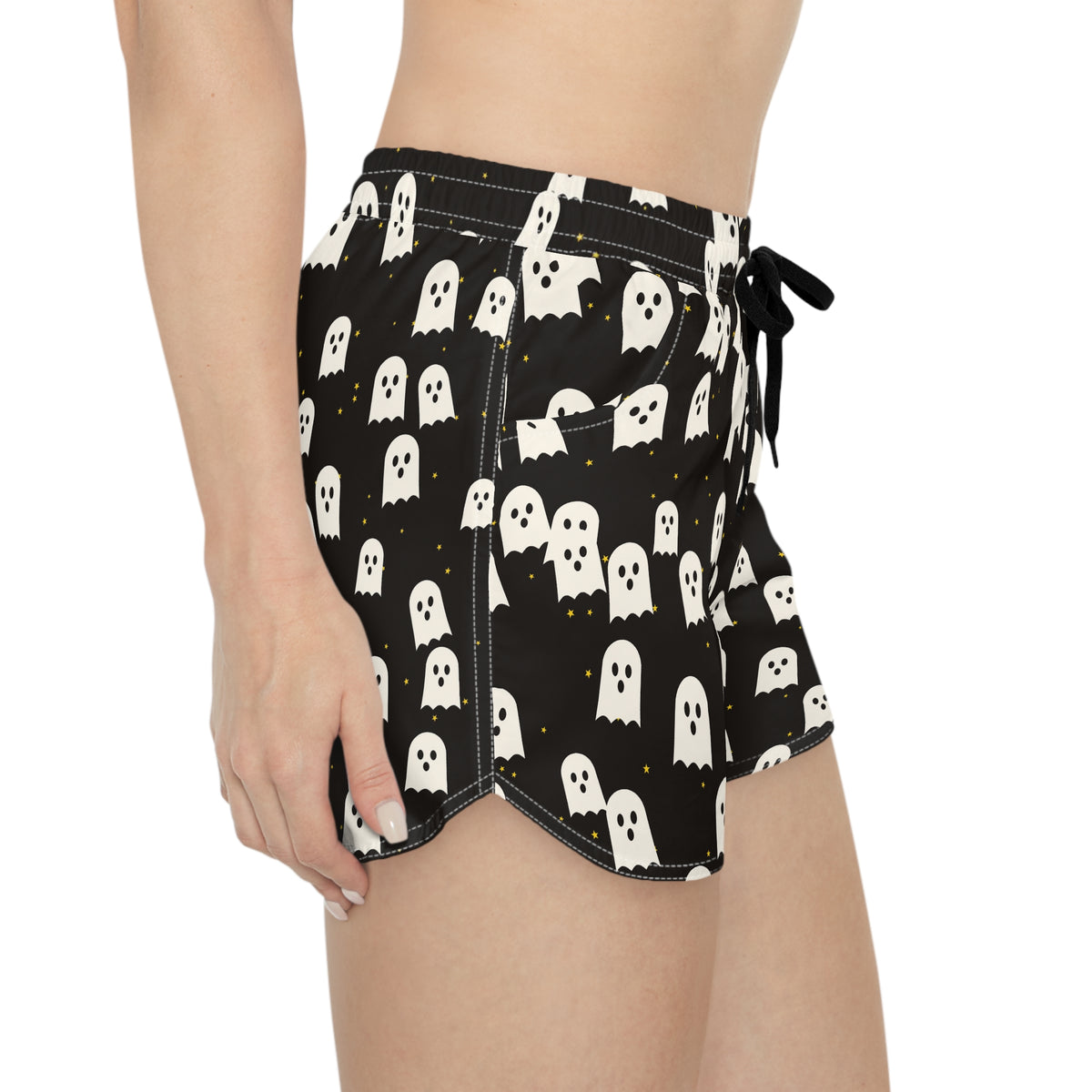 Women's Multipurpose Athletic Shorts with Pockets | Halloween Candy Corn Ghost Parade