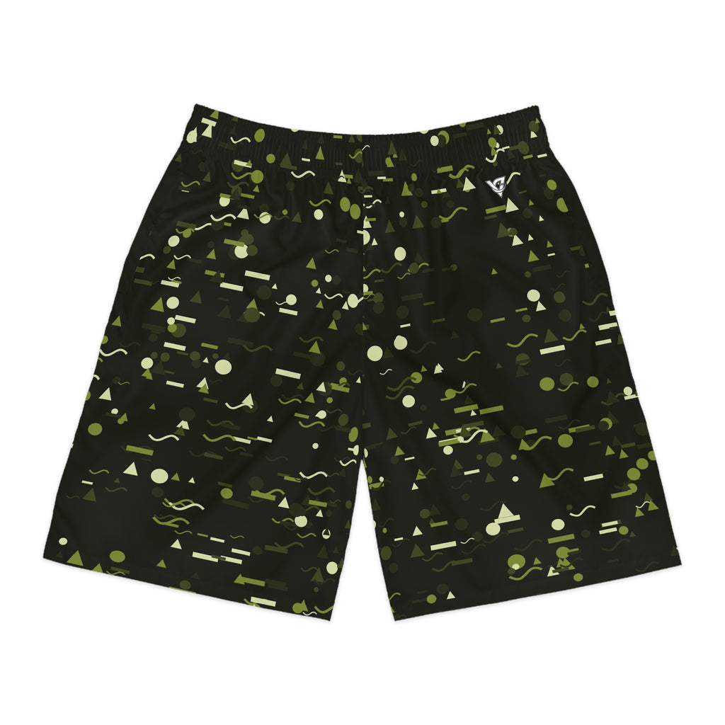 Men's Olive Confetti Performance Jogger Athletic Shorts with Pockets