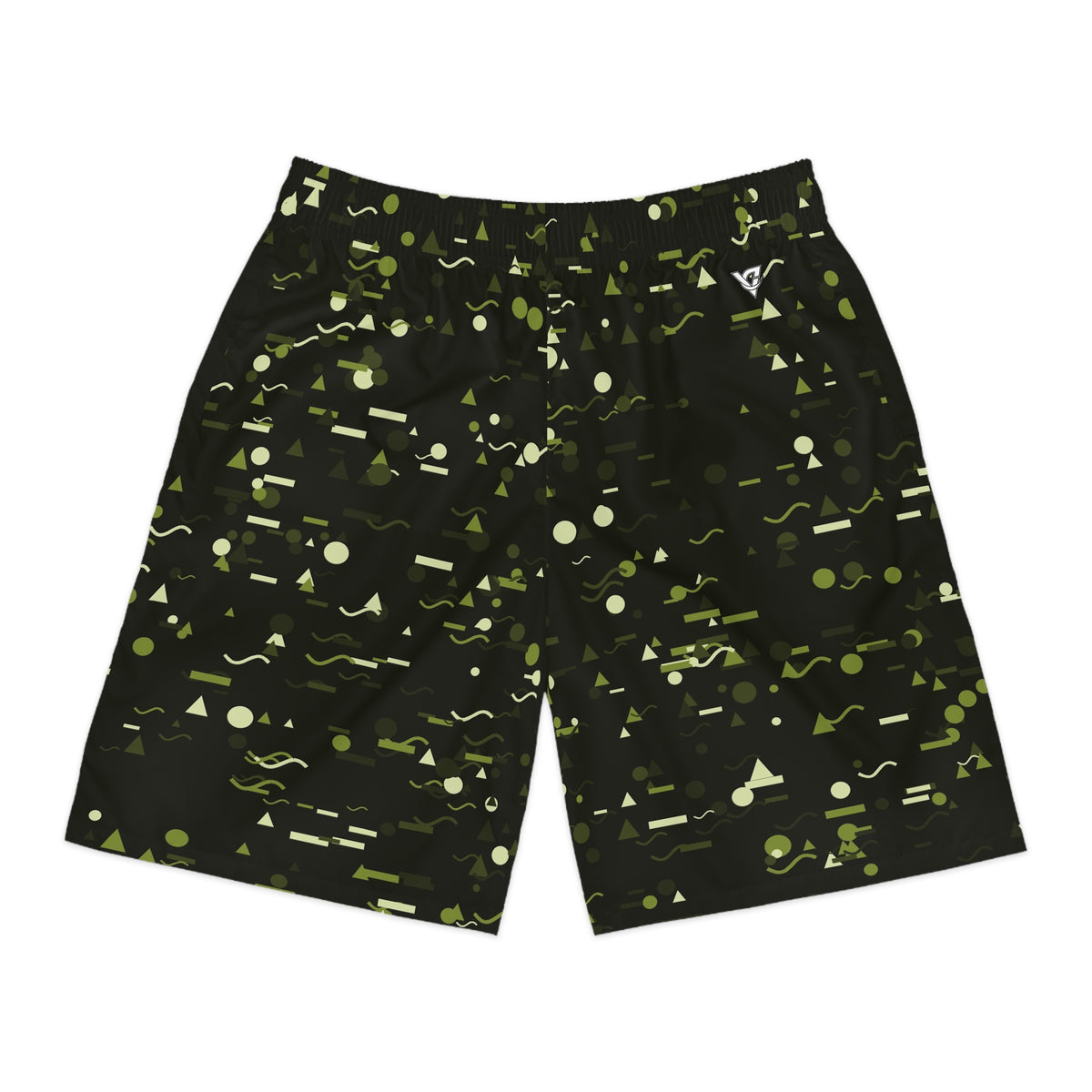Men's Olive Confetti Performance Jogger Athletic Shorts with Pockets