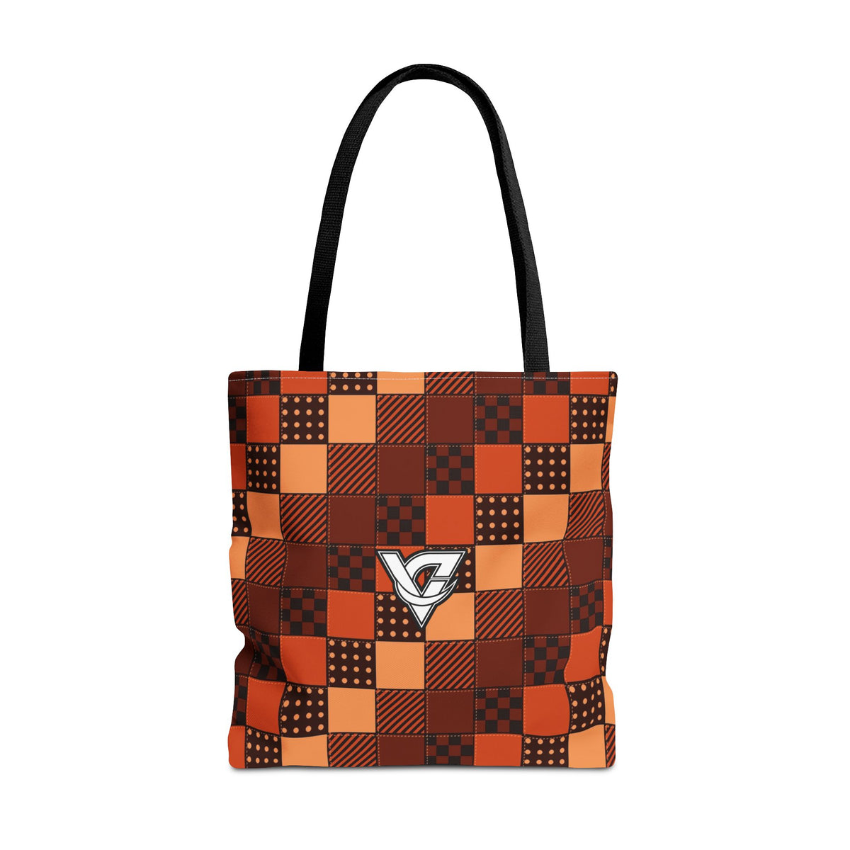 Rust Patchwork Tote Bag — All-Over Print Gym & Everyday Tote