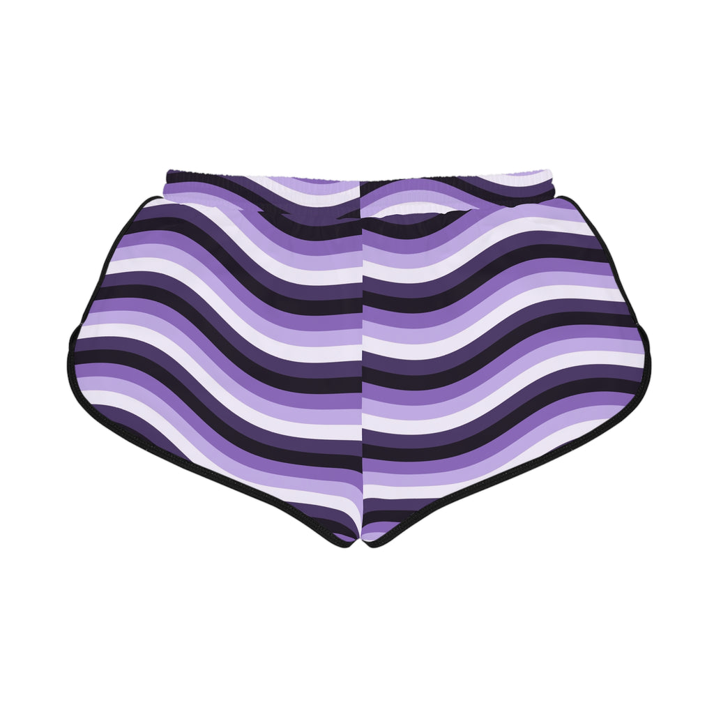 Women's Lilac Wave Relaxed Shorts — All-Over Print Running & Workout Shorts
