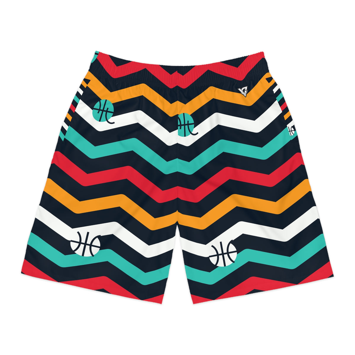 Basketball Aqua Volt Chevron Rush Men's Athletic Shorts with Pockets