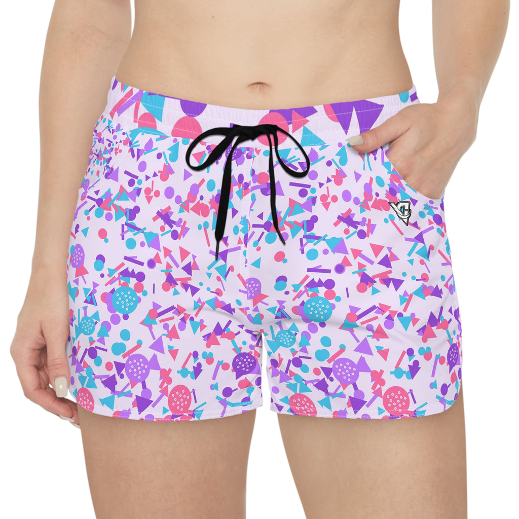 Golf Lilac Wave Confetti Pop Women's Athletic Shorts with Pockets