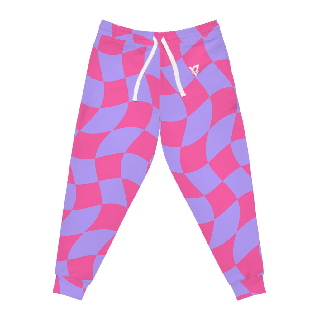 Women's Wavy Check Joggers – Colorful All-Over Print Athletic Jogger Pants